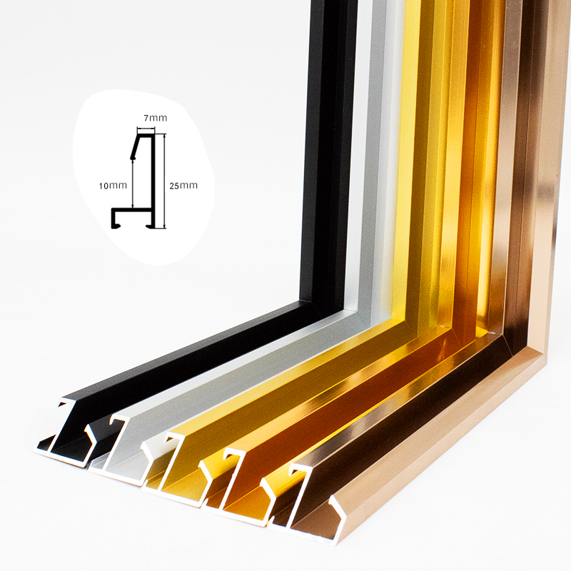 0724槽口1cm卡背板铝合金画线条相框型材简约装饰画金属边框条子