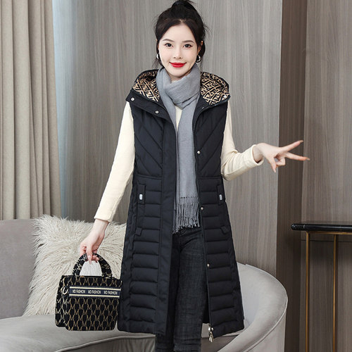 秋冬羽绒棉马甲女中长款背心坎肩