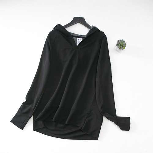 薄宽松基础款黑色长袖卫衣