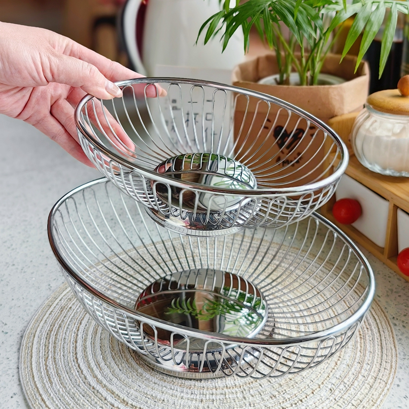 304不锈钢水果盘茶几零食收纳篮