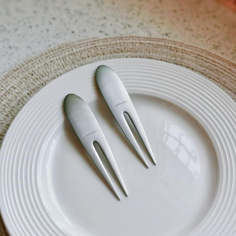 高颜值创意出口304不锈钢日式水果叉户外简洁小号月饼叉凉粉叉子