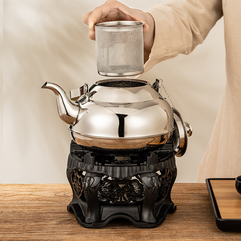 中式酒精炉煮茶器 液体家用茶炉 带不锈钢壶套装商用加厚防烫底座