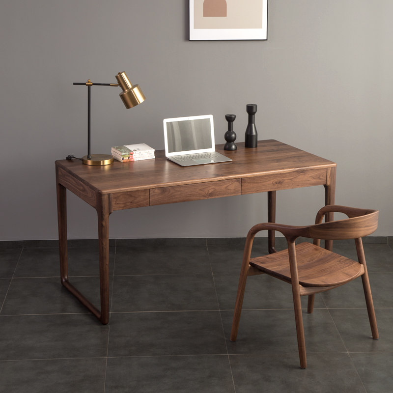北美黑胡桃木书桌实木带抽屉