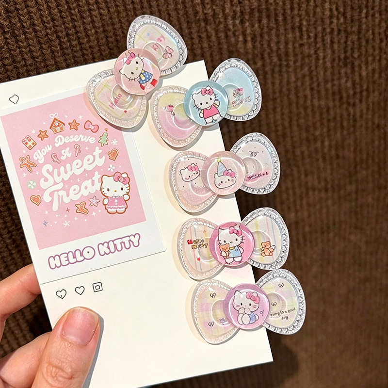 新款猫咪Hello Kitty可爱卡通发夹女童粉色蝴蝶结发饰儿童头饰