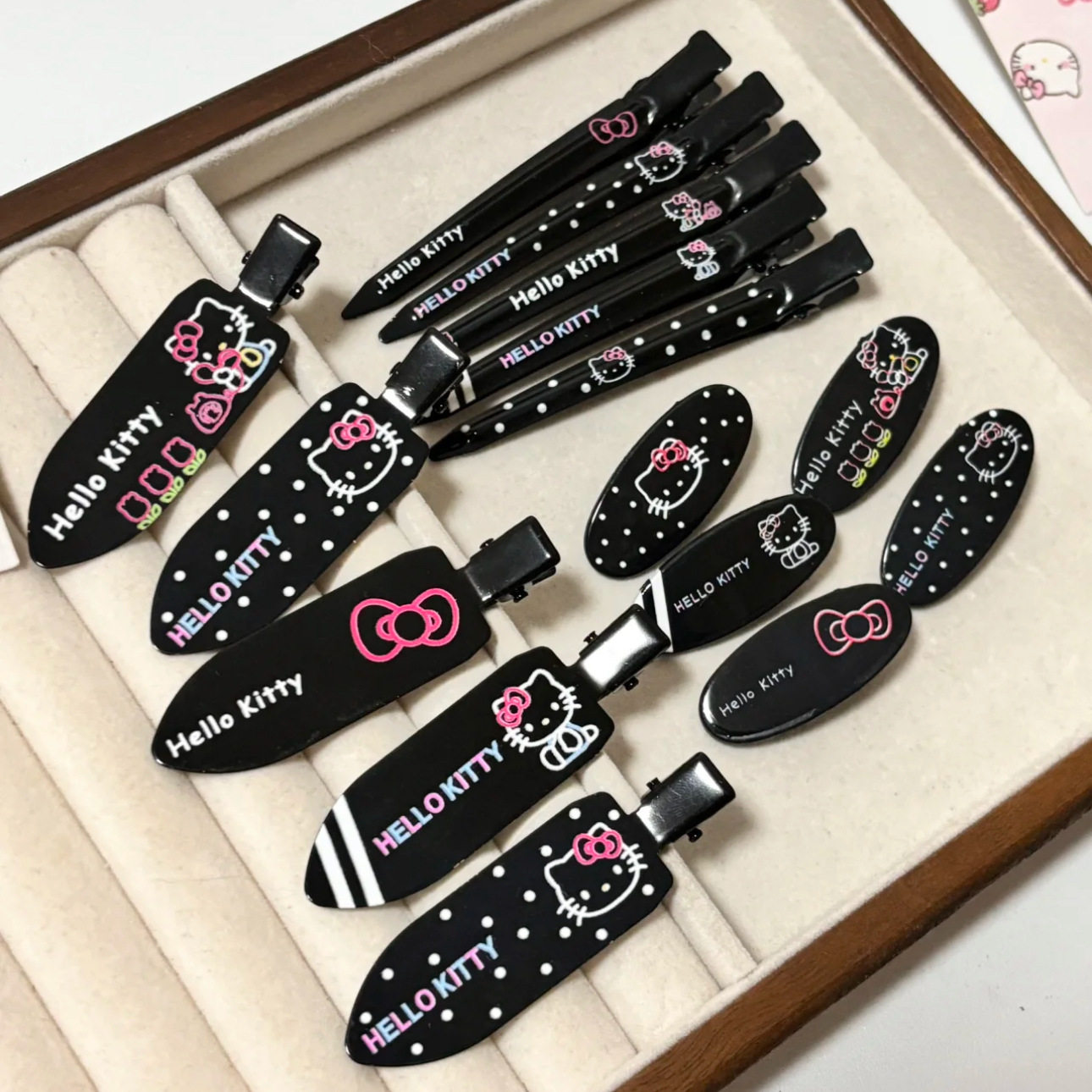 黑色猫咪小猪一字卡通发卡头饰少女可爱甜美波点碎发鸭嘴发夹刘海