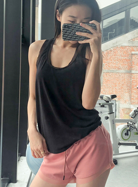 Morning super运动跑步短裤女宽松无袖瑜伽健身背心外穿速干运动