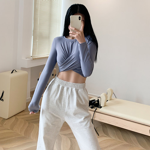 网红长袖性感紧身瑜伽服运动上衣