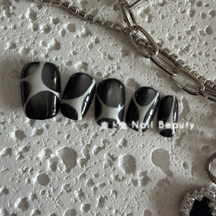 酷酷穿戴甲纯手工穿戴甲短款黑猫眼定制短款显白可拆卸成品可定制