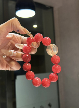 天然蔷薇辉石手链女款单圈手串饰品礼物送女友闺蜜简约百搭时尚