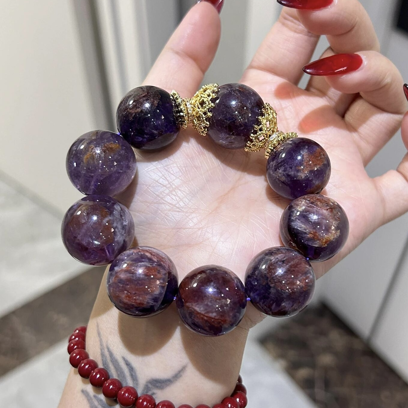 天然紫幽灵手链女款九紫离火转运珠手串送女友闺蜜生日礼物饰品