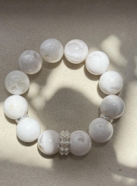 天然幽灵异相水晶雪花白幽灵大颗粒原创手串特价稳定情绪转运手链