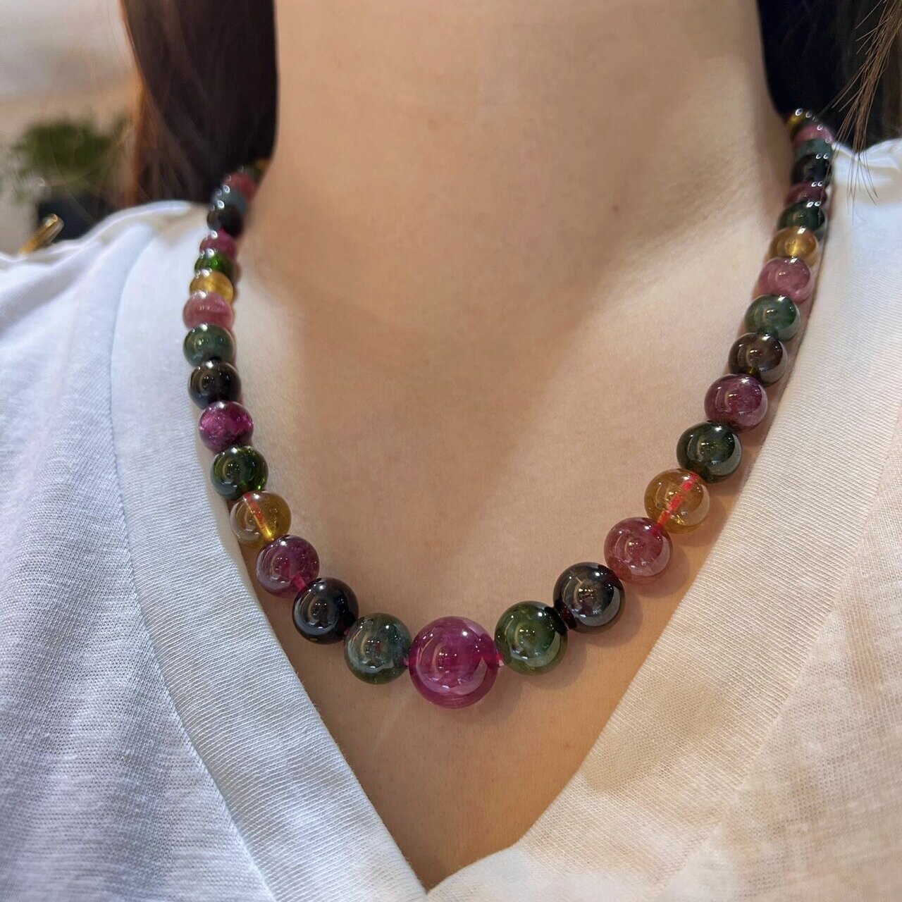 天然水晶碧玺塔鏈项链锁骨链旺夫养颜女补五行小众送生日礼物闺蜜