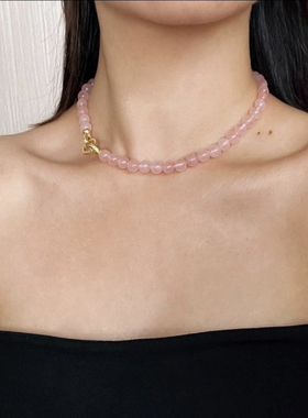 白茶清欢新中式粉色天然水晶串珠手链新款时尚感百搭闺蜜送礼物女