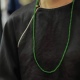 天然俄罗斯碧玉小米珠长款 苹果绿国风女 毛衣链和田玉阳绿项链中式