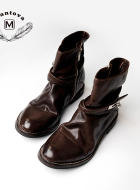 Mantova冬季新款时尚女靴女鞋马皮真皮马丁靴短靴城市机能英伦风