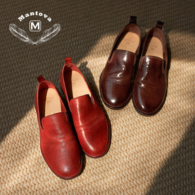 曼托瓦手工马皮乐福鞋老钱风复古