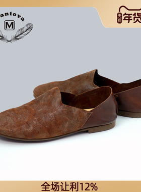 Mantova曼托瓦女平底单鞋真皮2021新款磨砂牛皮懒人鞋百搭浅口鞋