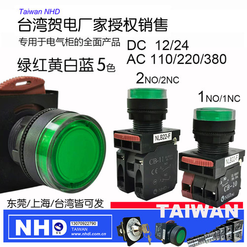 台灣贺电带灯平头自锁按鈕