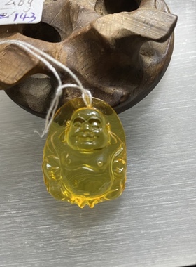 纯天然波罗的海琥珀原矿 弥勒笑佛雕刻件2.6g女款吊坠项坠包邮