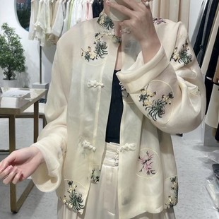 仙气重工全身满绣真丝欧根缎手工盘扣防晒衣新中式春秋新款南油女