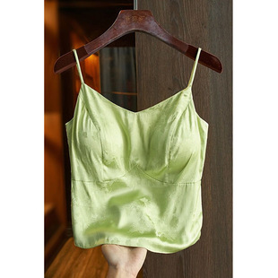 百搭美背时尚 洋气真丝棉带胸垫吊带背心女内搭上衣南油高端尾货女