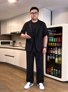 夏季男士大码显瘦短袖小西装