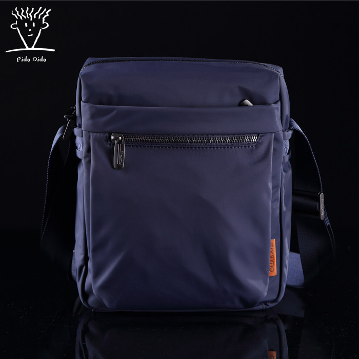 菲都狄都2025新品休闲男式单肩包竖款防水尼龙布青年男单肩斜跨包