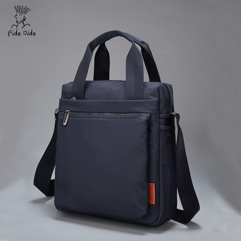 菲都狄都男休闲手提包男士青年防水牛津纺竖款简约休闲斜挎单肩包