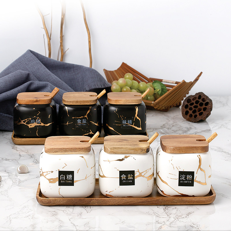 陶瓷調味罐北歐啞光大理石紋廚房佐料盒家用鹽罐糖罐調料瓶三件套在類目 廚房/烹飪用具, 廚用小工具/廚房儲物, 儲物瓶罐/廚房儲物器皿, 調味瓶罐中 - 來自Buy2taobao.com提供專業的淘寶代購服務