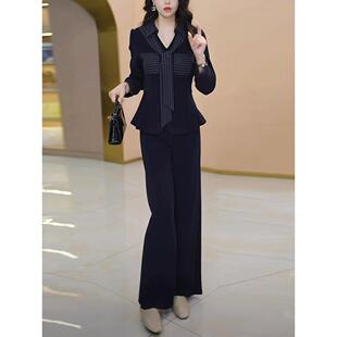 宝莱绒上衣加裤子时尚阔腿裤套装春季穿搭漂亮出片衣服显瘦两件套