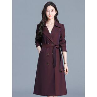 长袖 领收腰大衣女2026春秋新款 妈妈洋气中长款 风衣外套 高档西装