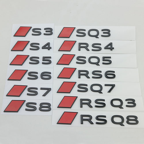 奥迪黑色方块菱形SQ6S3尾标车贴