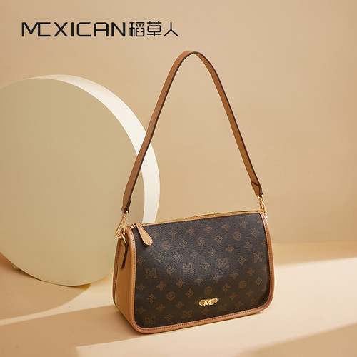 稻草人女包印花大容量单肩包