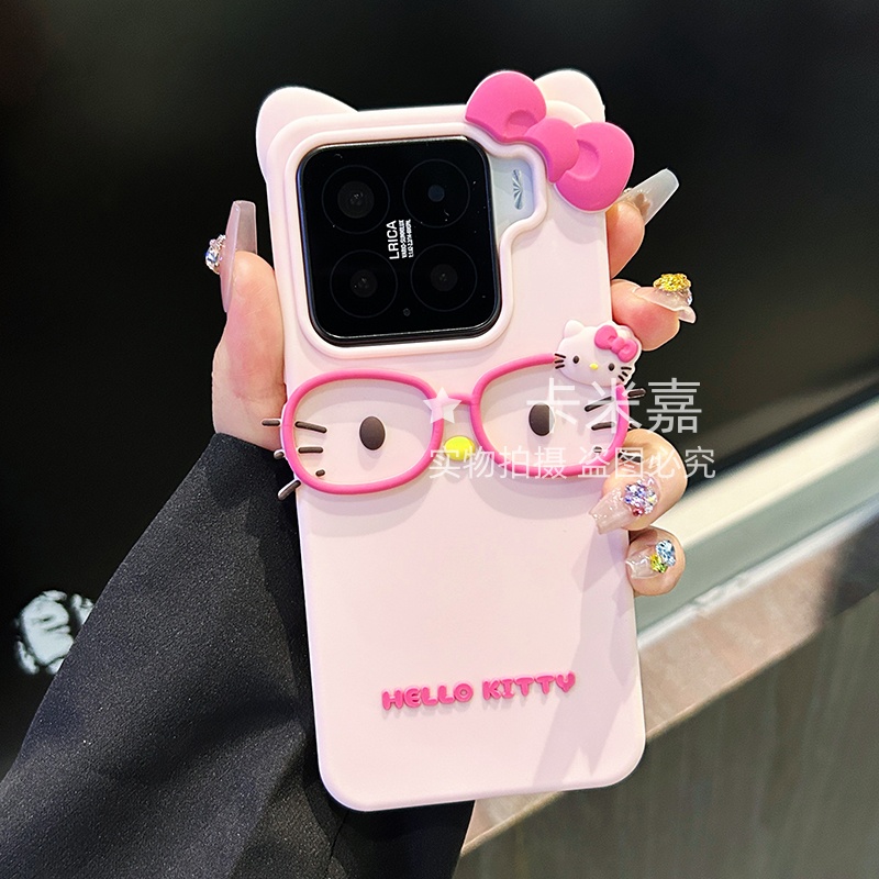 立体卡通眼镜kt猫适用小米手机壳