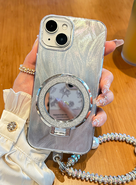 羽纱纹适用oppoReno14手机壳reno13/12/11pro新款9/8/7/6/5闪粉镜子支架a3pro高级感a97全包58防摔findx8女款