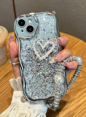 适用小米14手机壳11/12/13pro新款红米k70/k60/k50/k40高级感闪粉滴胶note13/12/11pro立体珍珠爱心10/9全包t