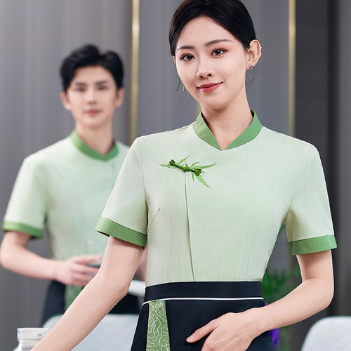 高档中式餐厅服务员工作服农家乐