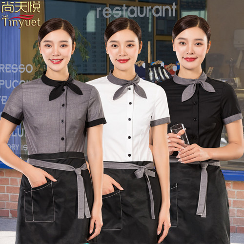 餐厅服务员工作服女火锅饭店餐饮服务员服装蛋糕奶茶店短袖夏季