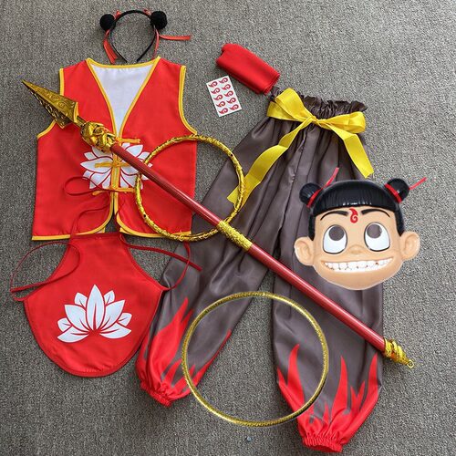 哪吒服cos服动漫服装女童男孩校园表演服装魔童闹海哪咤全套衣服