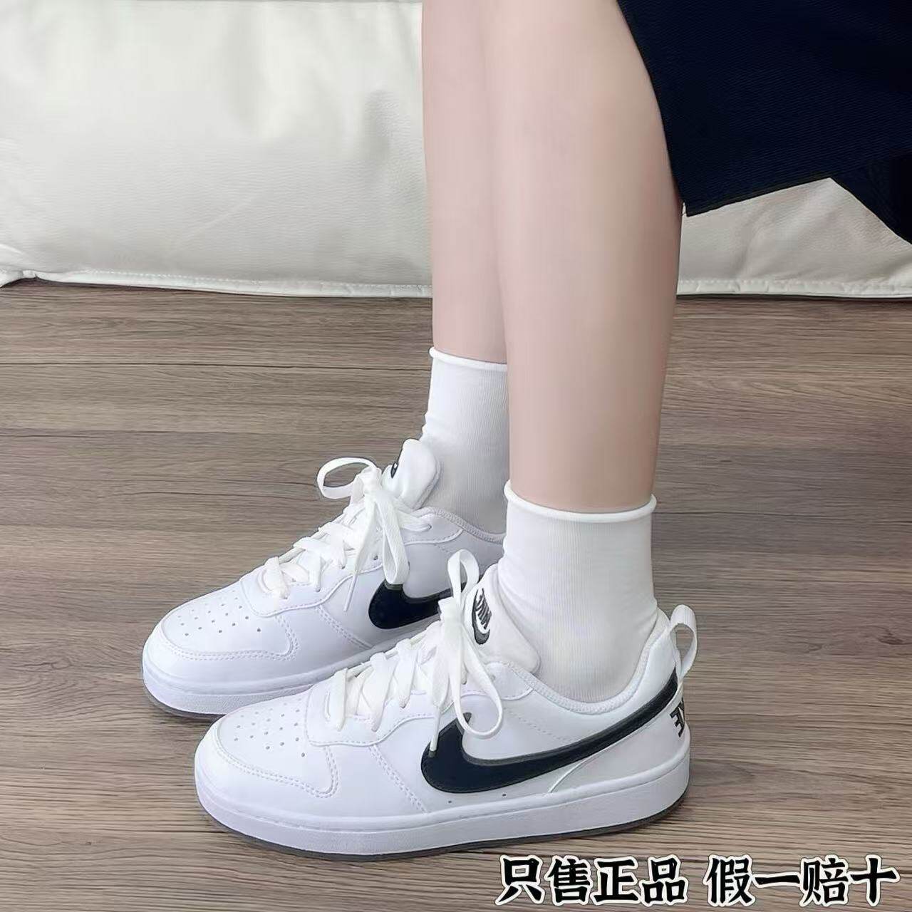 Nike/Nike Court Borough удобные и универсальные прохладные и дышащие летние кроссовки для девочек с низким берцем белого цвета Изображение 1