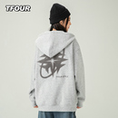 潮牌宽松卫衣男女加绒开衫 外套美式 棉衣 八芒星2025秋冬新款 TFOUR