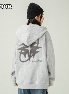 TFOUR 八芒星2025秋冬新款外套美式潮牌宽松卫衣男女加绒开衫棉衣