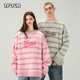 TFOUR 男女情侣学院风 潮牌绒感毛衣羊毛衫 2025秋冬新款 条纹针织衫