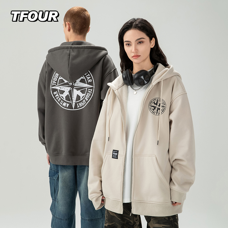 tfour八芒星印花厚款卫衣外套