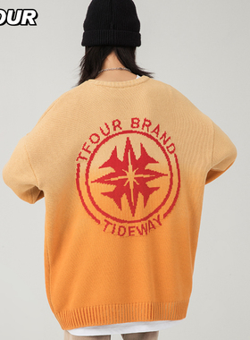 TFOUR25秋冬季日常八芒星系列毛衣oersize潮牌厚款渐变美式针织衫