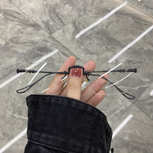 素颜神器复古ins风网红同款无框眼镜女切边眼镜架