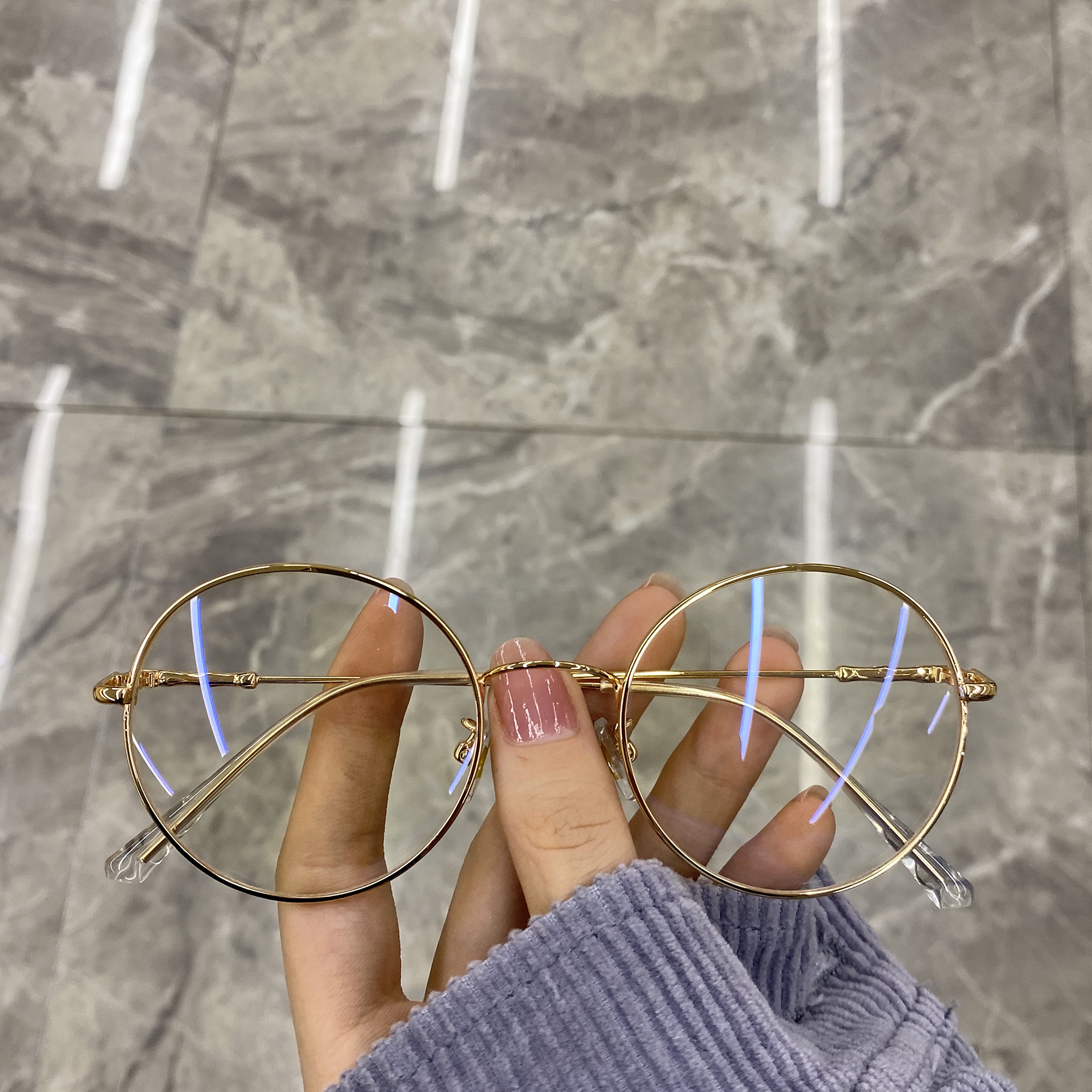 原宿风金属框超轻眼镜女复古圆脸网红素颜平光眼镜框架ins防蓝光