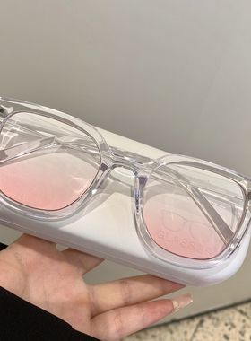 遮阳方形时尚女透明框墨镜太阳镜