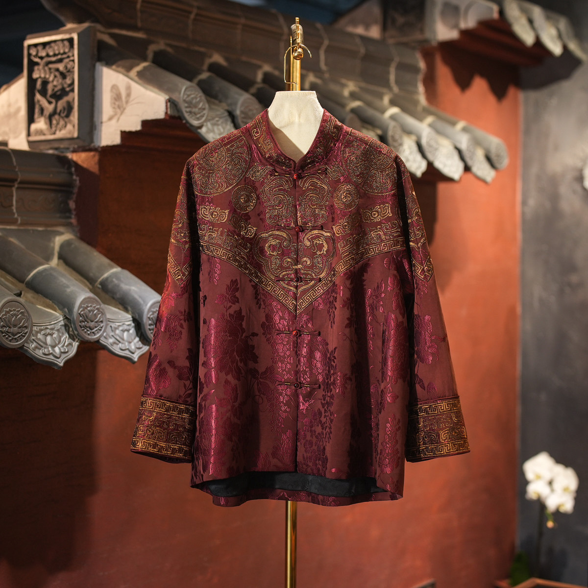 蓝大原创女装重工刺绣l立领单排扣喜宴红色真丝香云纱外套5846,女装/女士精品,短外套,淘宝优惠券,粉丝福利购,淘宝优惠卷