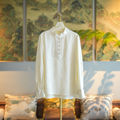 超仙白色刺绣上衣7583 醋酸大码 蓝大原创女装 简约气质立领长袖